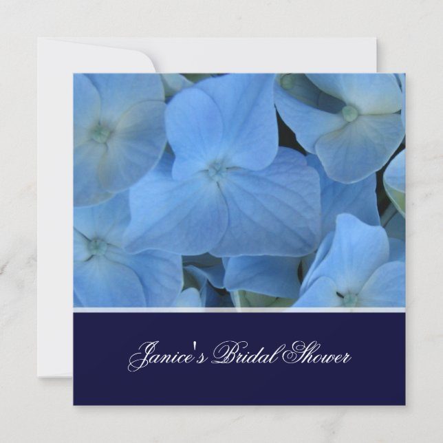 Blue hydrangea/romantic bridal shower/wedding invitation (Front)