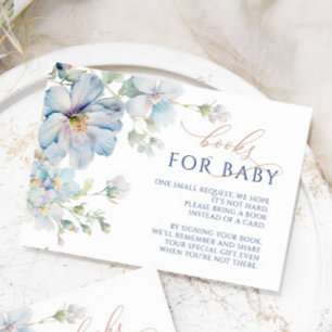 Blue Hydrangea & Rose Flowers Books Request Card