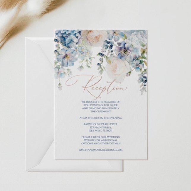 Blue Hydrangea & Rose  Reception Enclosure Card (Creator Uploaded)