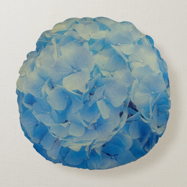 Blue Hydrangea Round Cushion (Front)