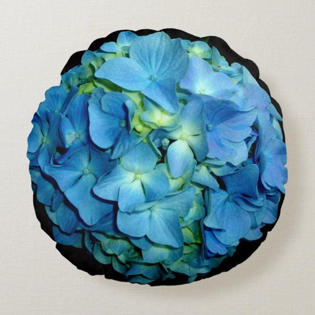 Blue Hydrangea Round Cushion (Front)