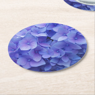 Blue Hydrangea Round Paper Coaster