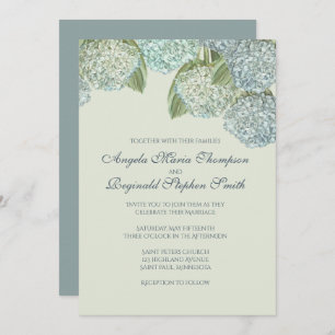 Blue Hydrangea/ Sage Green Invitation