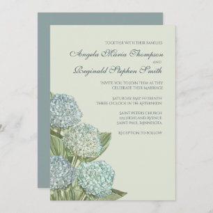 Blue Hydrangea/ Sage Green  Invitation