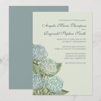 Blue Hydrangea/ Sage Green Invitation