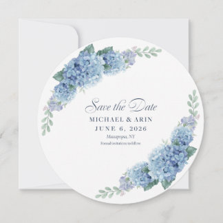 Blue Hydrangea Save The Dates Date