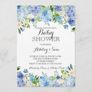Blue hydrangea Shower Invitation