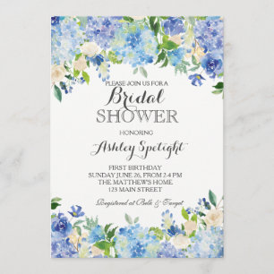 Blue hydrangea Shower Invitation