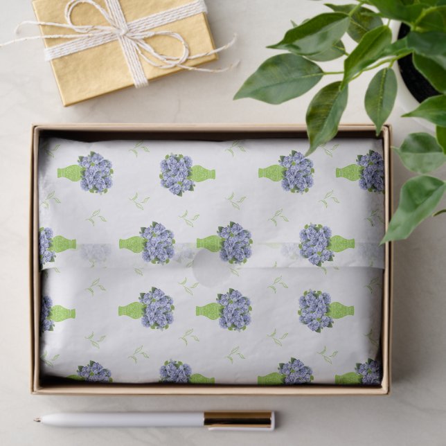  Blue Hydrangea shower wedding Coastal Pattern  Tissue Paper (Gift)