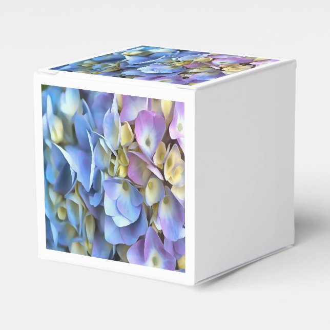 Blue Hydrangea Shrub Artistic Bossom Favour Box (Front Side)