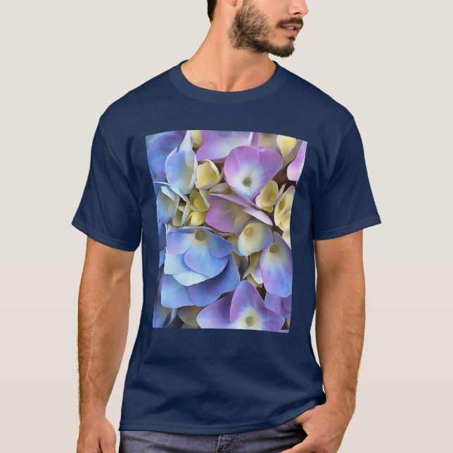 Blue Hydrangea Shrub Artistic Bossom T-Shirt (Front)