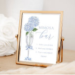 Blue Hydrangea, Silver Mimosa Bar Shower Poster<br><div class="desc">Change the directions and personalise using the template form.</div>