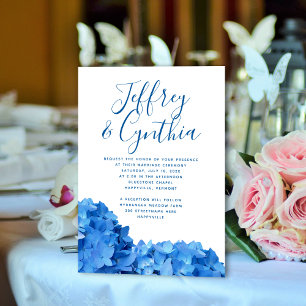 Blue Hydrangea Simple Casual Wedding Invitation