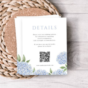 Blue Hydrangea Simple Detail QR Code Enclosure Card
