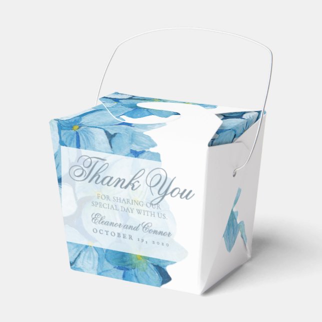 Blue Hydrangea Sophisticated Wedding Favour Box (Front Side)