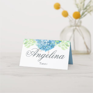 Blue Hydrangea Sophisticated Wedding Place Card