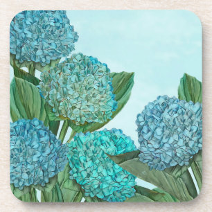 Blue Hydrangea Square Paper Coaster