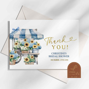 Blue Hydrangea Sunflower Thank You Card