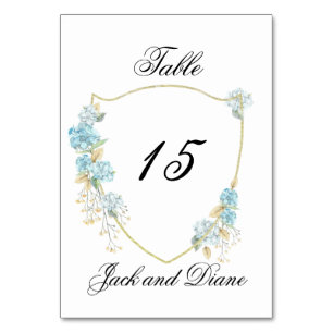 Blue Hydrangea Table Number Cards