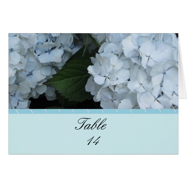 Blue Hydrangea Table Seating Card (Front Horizontal)