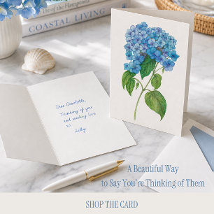 Blue Hydrangea Thinking of You Card