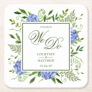 Blue Hydrangea Tomorrow We Do Square Paper Coaster