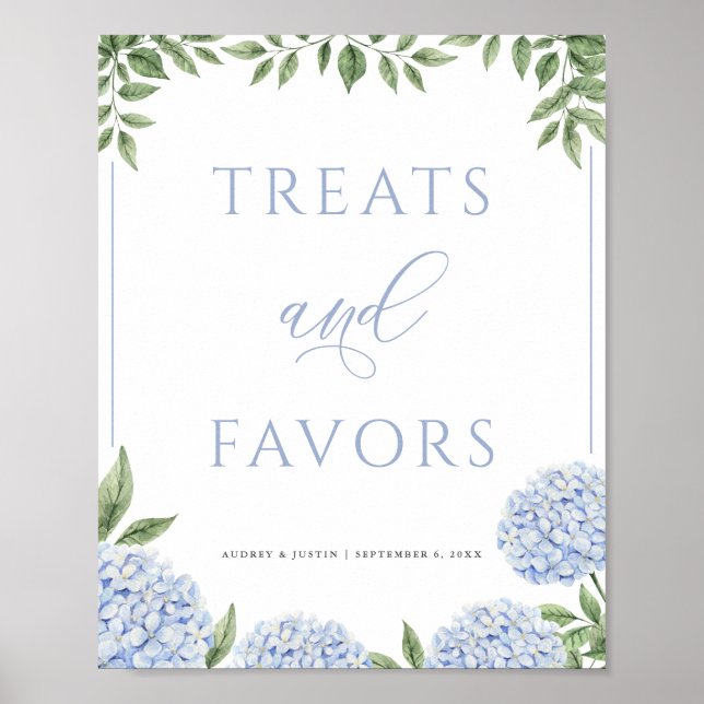Blue Hydrangea Treats and Favours Wedding Poster (Front)