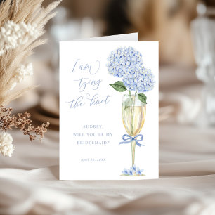 Blue Hydrangea Tying the Knot Bridal Proposal Card