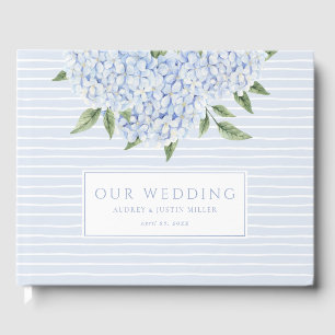 Blue Hydrangea Watercolor Blooms Custom Wedding Guest Book