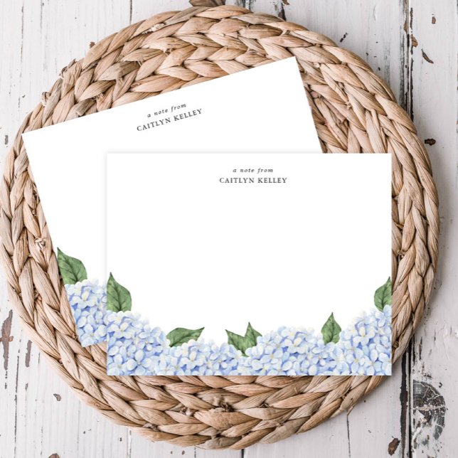Blue Hydrangea Watercolor Border, Personalised Card (Creator Uploaded)