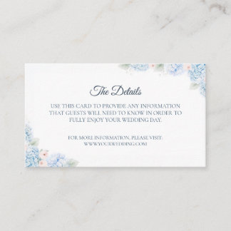 Blue Hydrangea Watercolor Floral Enclosure Card