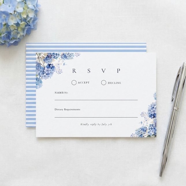 Blue Hydrangea Watercolor Floral Wedding RSVP Card (Creator Uploaded)