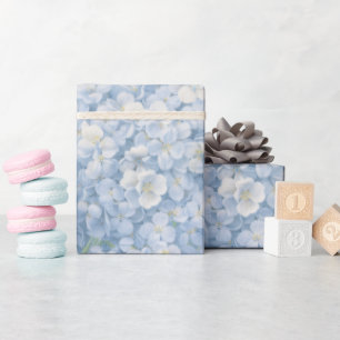 Blue Hydrangea Watercolor Garden Gifting Wrapping Paper