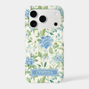 Blue Hydrangea Watercolor Monogrammed