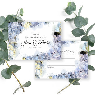 Blue Hydrangea Watercolor Share a Memory Funeral  Card