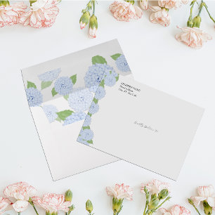 Blue Hydrangea Watercolor Wedding 5 x7  Envelope