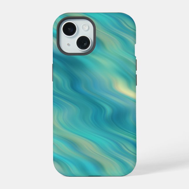 Blue Hydrangea Wavy Texture iPhone 15 Case (Back)