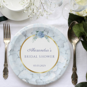 Blue Hydrangea Wedding Bridal Shower  Paper Plate
