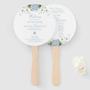 Blue Hydrangea Wedding Ceremony Program Hand Fan