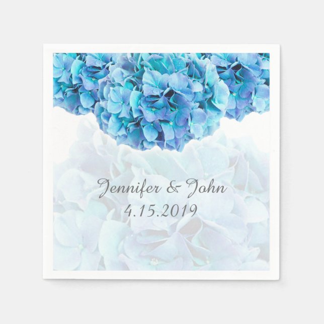 Blue Hydrangea Wedding Collection Napkins (Front)