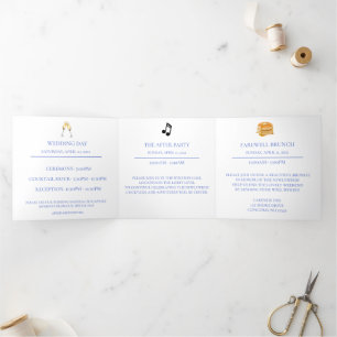 Blue Hydrangea Wedding Details Tri-Fold Announcement