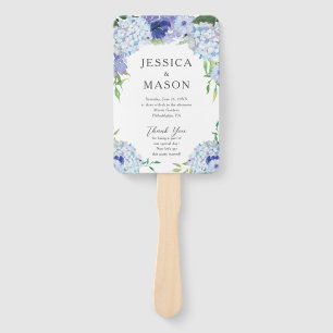 Blue Hydrangea Wedding Fan Program