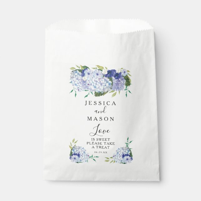 Blue Hydrangea Wedding  Favour Bags (Front)
