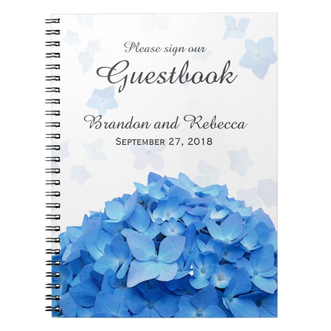 Blue Hydrangea Wedding Guestbook Notebook (Front)