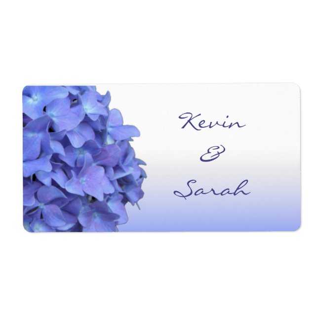 Blue Hydrangea Wedding Labels (Front)