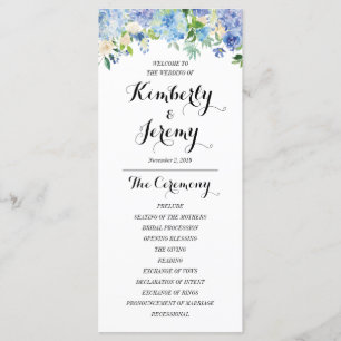 Blue Hydrangea Wedding Program Cards