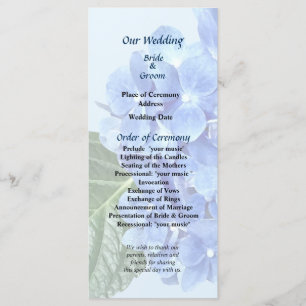 Blue Hydrangea Wedding Program Programme