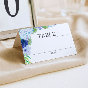 Blue Hydrangea Wedding Reception Place Cards