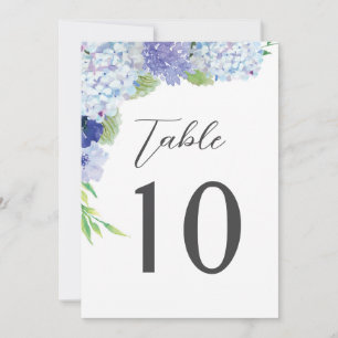 Blue Hydrangea Wedding Reception Table Numbers