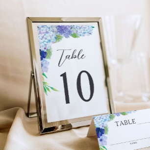 Blue Hydrangea Wedding Reception Table Numbers